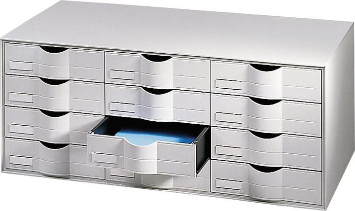 Produktbild Paperflow Schubladenelement, 12 Schubladen, grau aus Polystyrol, fertig montiert (A4)