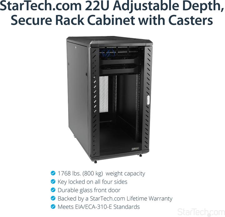 Image du produit StarTech Armoire De 22u 36in Pour Rack De Serveurs (22 HE, Rack 19 pouces)