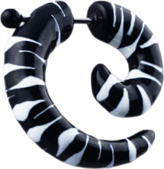 Produktbild Star Piercing Fake Spirale schwarz mit weissen Zebrastreifen (Acryl, ohne Messing)