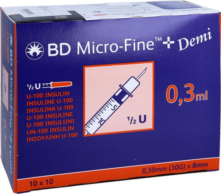 Actual product image BD MICRO-FINE+ U100 Ins.Spr. 0.3x8 mm, 100 pcs SRI