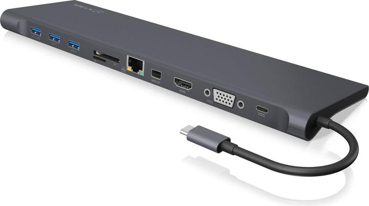 Icy Box IB-DK2102-C - 11-port USB-C Dual Dock 60W PD (USB-C, 3 Ports)