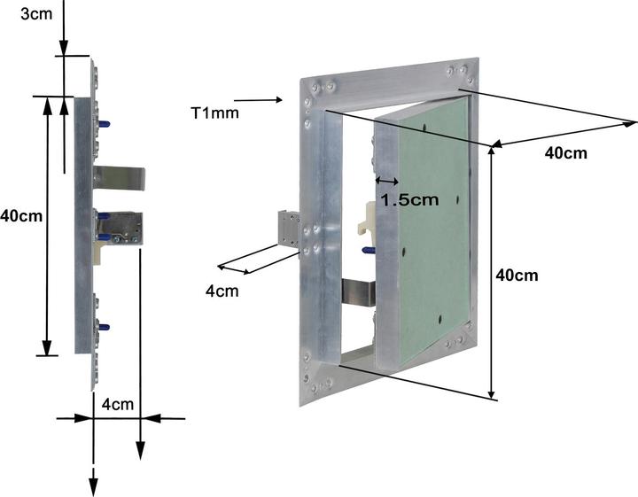 Immagine prodotto Wiltec Trappe visite Cadres Aluminium 40x40cm 12,5mm Plaque en plâtre Panneau d'accès Alu Maintenance