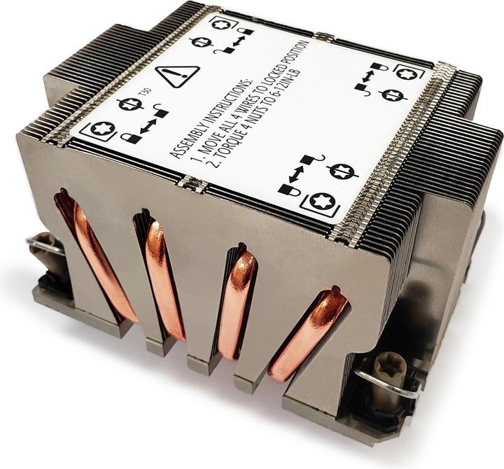 Actual product image Dynatron N2 Intel CPU cooler 2U 4189-4-5 P4-P5 or P+ Aluminum heatsink and fin stack passive and up