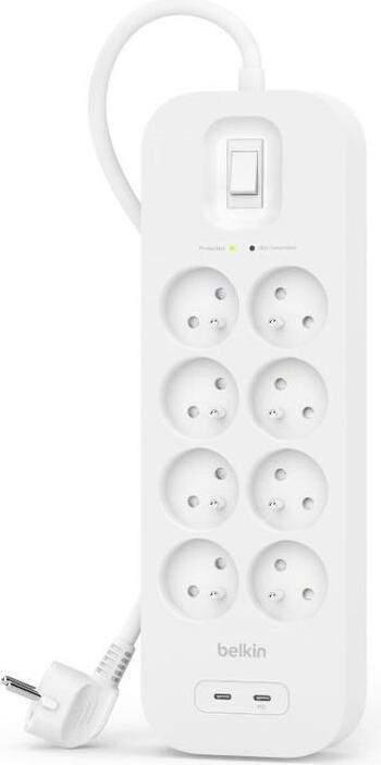 Belkin Surge Protection with USB C 8 Outlet Dual USB C 30w PD (8 x, CEE 7/5, 2 m)