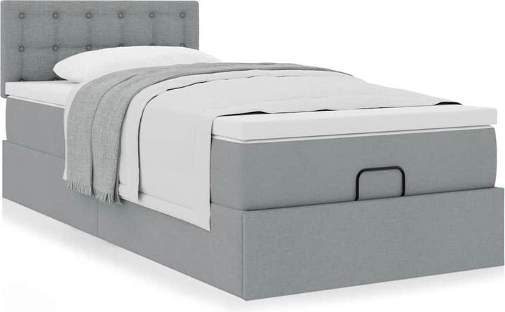 VidaXL Ottoman-Bett mit Matratze Hellgrau 100x200 cm Stoff (100 x 200 cm)