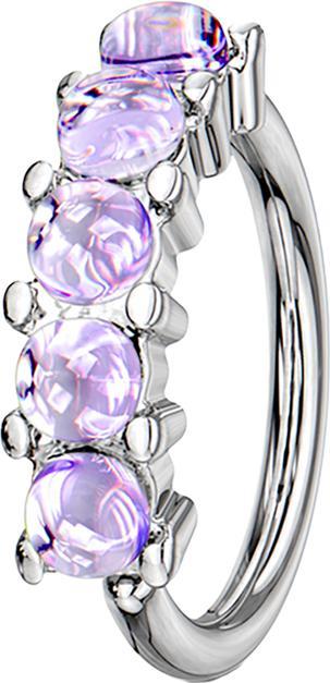 Actual product image Star Piercing Micro Piercing Ring silver five epoxy stones violet (without brass, Surgical steel 316L)