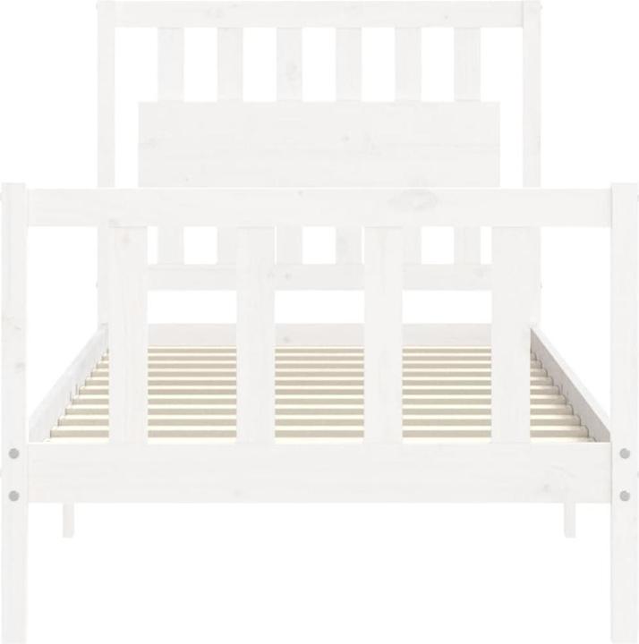 Produktbild VidaXL Massivholzbett mit Kopfteil Weiss 100x200 cm (100 x 200 cm)