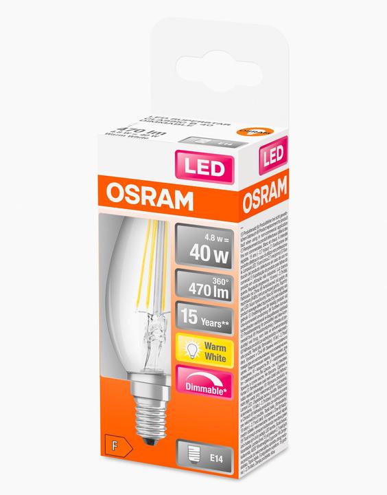 Produktbild Osram Led Retrofit Classic B (E14, 4.80 W, 470 lm, 1 x, F)
