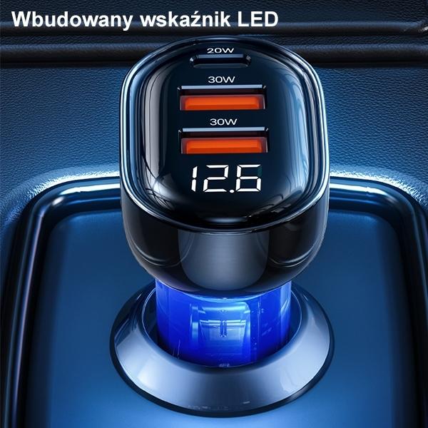 Produktbild Usams Ład. sam. 2xUSB+1xUSB-C 80W Fast Charge niebieski/blue CC159CC02 (US-CC159)