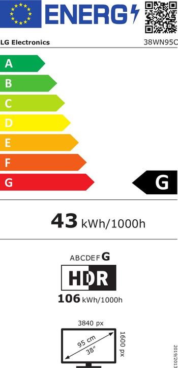 Energie-Label LG 38WN95C-W (3840 x 1600 Pixel, 38")