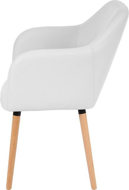 Immagine prodotto Swisshandel24 Sedia da pranzo Malmö T381, Sedia da cucina, design retrò anni '50 in ecopelle, bianco, gambe