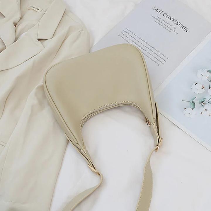 Actual product image Only-Bags.Store Vintage Underarm Shoulder Bags Simple Style Bag Purse Solid Colour PU Leather Shrug