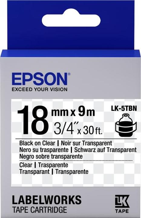 Actual product image Epson Label Cassette Lk-5tbn (1.80 cm, Black)