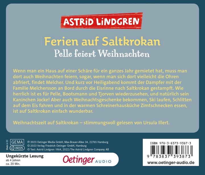 Image du produit Vacances à Saltkrokan Pelle fête Noël (Astrid Lindgren, Maria Nilsson Thore, Ursula Illert, Frank Gustavus, Thyra Dohrenburg, Allemand)