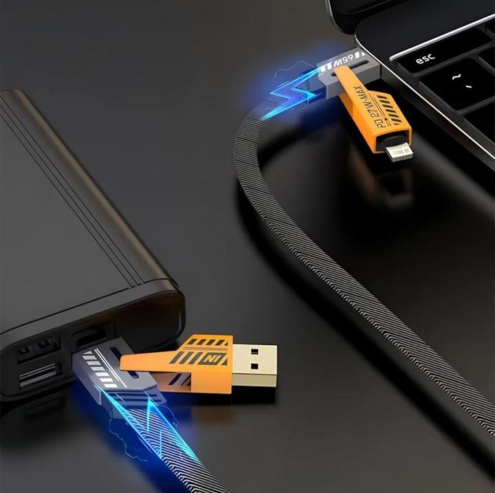 Produktbild Ven-Dens 4-in-1 Flexible & Flip USB-C, Lightning, USB-A 65W, 27W PD Kabel 1.2m (USB 3.2 Gen 1)