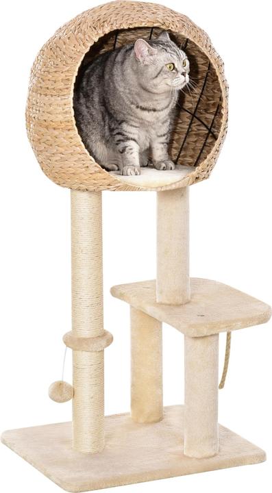 Produktbild PawHut Kratzbaum mit Höhle (100 cm, Beige)