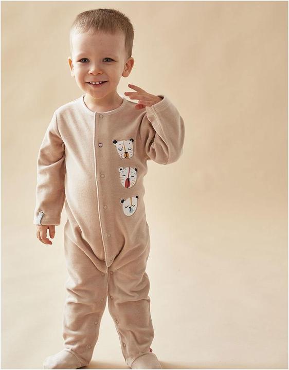 Actual product image Noukies Romper suit velour with tiger heads beige size 74 (74)