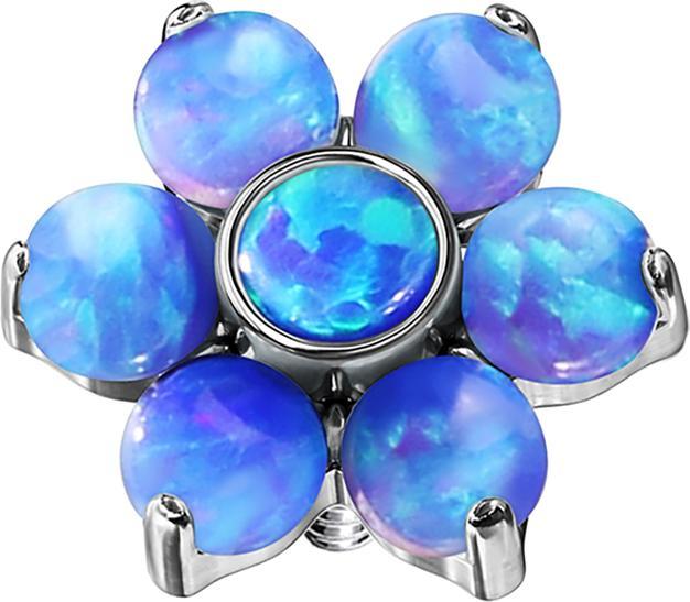 Produktbild Star Piercing Dermal Anchor Blume Opal blau (ohne Messing, Chirurgenstahl 316L)