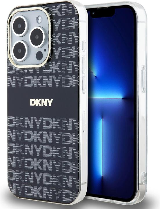 DKNY PC/TPU Repeat Pattern Tonal Stripe Magsafe Case for iPhone 15 Pro Black (Apple iPhone 15 Pro)