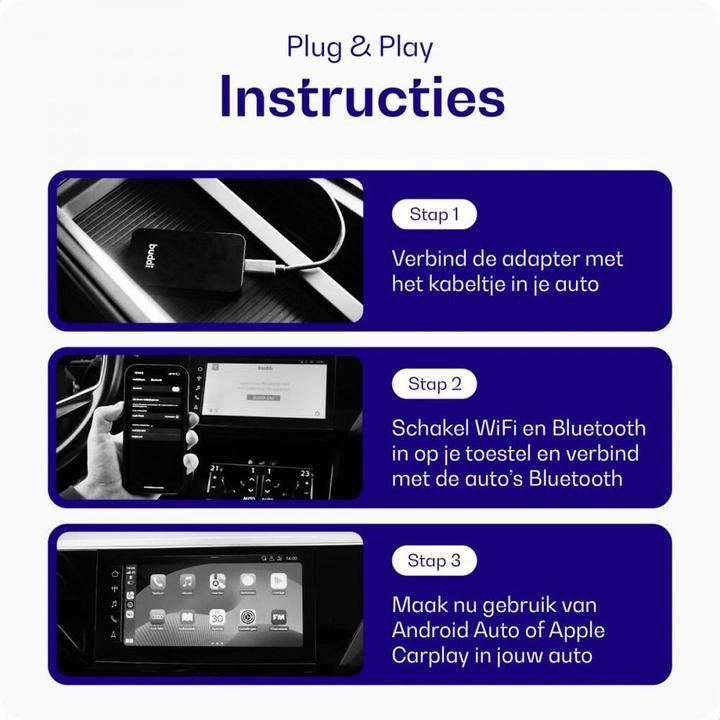 Actual product image Buddi Play 2 Bluetooth Adapter Apple Carplay & Android Auto (Receiver)