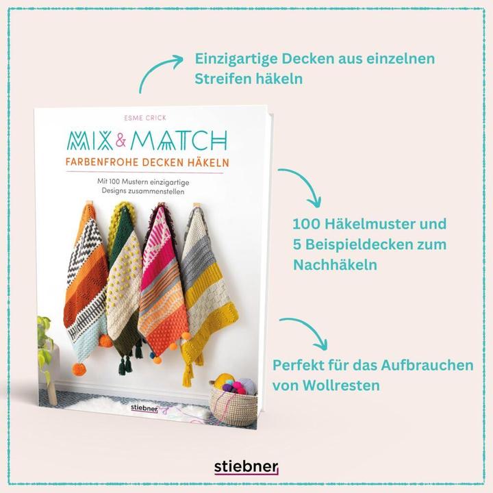 Actual product image Mix & Match Farbenfrohe Decken häkeln (German, Katrin Marburger, Esme Crick, 2024)