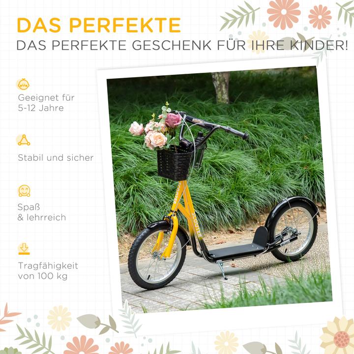 Produktbild Homcom Kinderscooter Metall, Kunststoff Orange+Schwarz