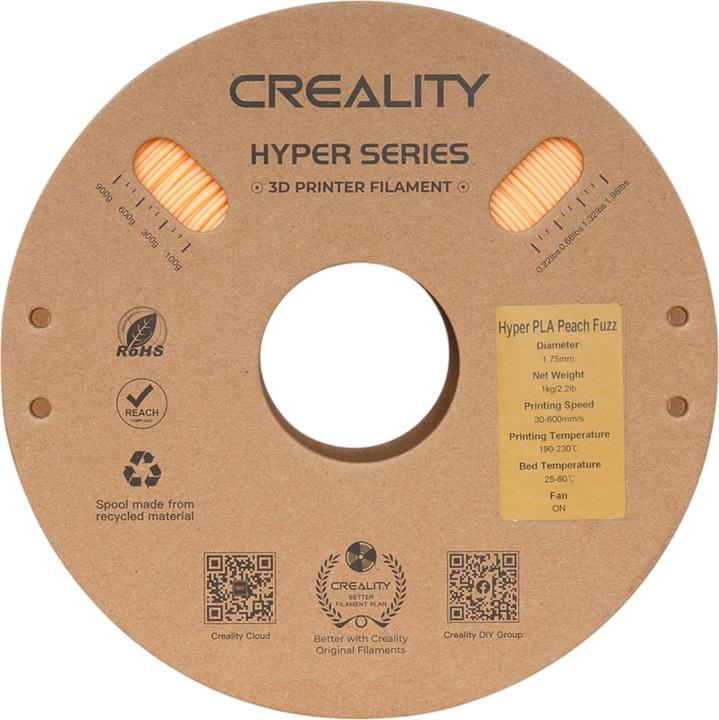 Image du produit Creality Filament PLA Hyper, Peach, 1.75 mm, 1 kg (PLA, 1.75 mm, 1000 g, Rose)