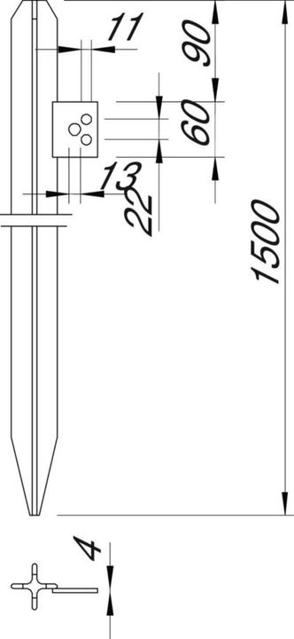 Immagine prodotto OBO Bettermann 213 1500 Dispersore a croce DIN con capocorda di collegamento 1500mm St FT 5003016