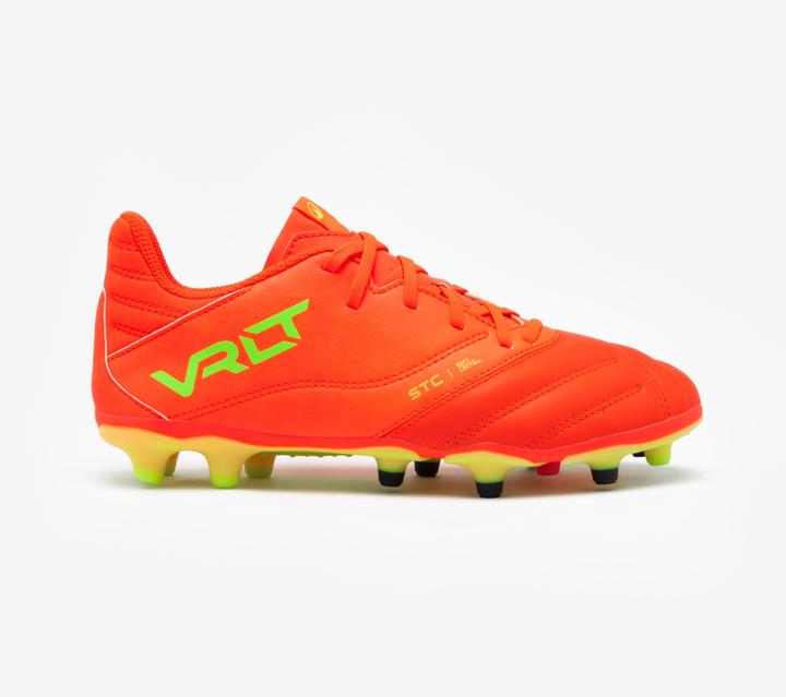 Kipsta Kids' Lace-Up Leather Football Boots Viralto II FG - Acid Red