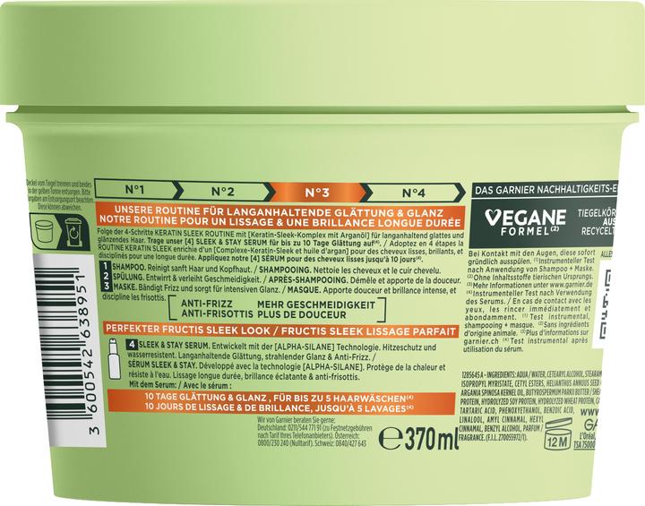 Nutritional values and ingredients Garnier Fructis Keratin Sleek (370 ml)