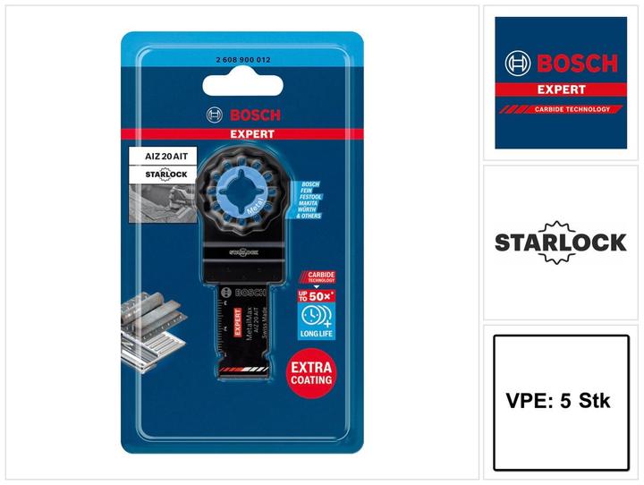 Produktbild Bosch Professional Zubehör EXPERT MetalMax AIZ 20 AIT Blatt für Multifunktionswerkzeuge, 40 x 20 mm, 5 Stück