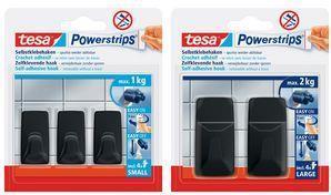 Productafbeelding tesa Powerstrips haken KLEINE rechthoek, zwart van hoogwaardig kunststof, meerdere keren te gebruiken met