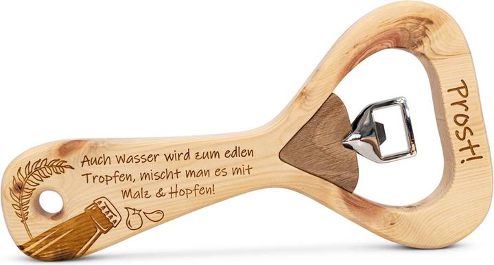 Image du produit ZNatur Décapsuleur XXL en bois d'arolle Bois d'arolle Décoration cadeau avec gravure Prost No.29 (Décapsuleur)