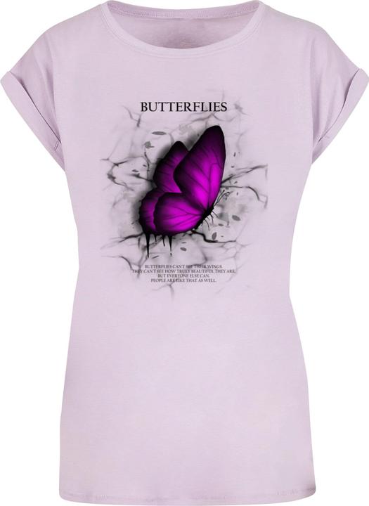 Produktbild Merchcode Ladies Butterflies Extended Shoulder Tee - 112637 (3XL)
