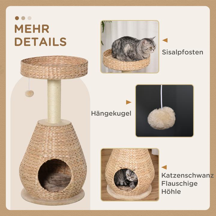 Actual product image PawHut Cat tree with cave (82.50 cm, Yellow)