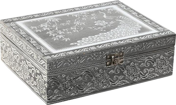 Esprit Box-Schmuckkästchen Home grün Silberfarben Holz Aluminium 22,5 x 17,5 x 7,6 cm