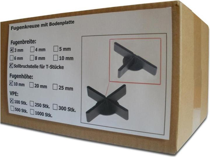 Produktbild Sanpro Niedrige Fugenkreuze, - ja, Fugenbreite 3 mm / Höhe 10 mm, Anzahl 100 Stück (100 x)