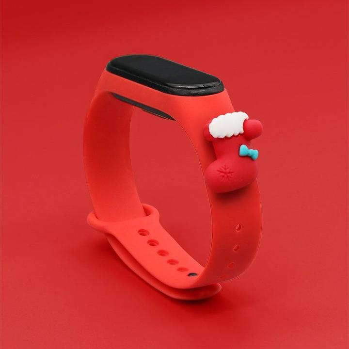Immagine prodotto Hurtel Cinturino Xmas per Xiaomi Mi Band 4 / Mi Band 3 Bracciale di Natale in silicone rosso (calza) (Mi Volume 3)