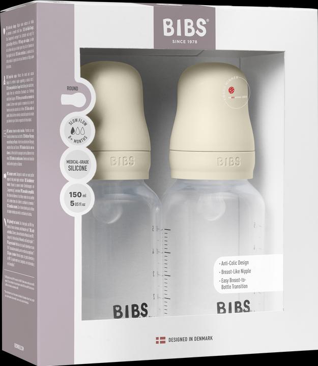 Bibs - Baby Bottle Round Silicone 2 Pack - Ivory - 150 ml (150 ml)