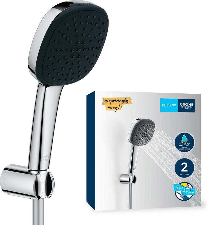 Grohe Vitalio Comfort 110 QuickFix Wandhalterset, kleben oder bohren, wassersparend, 2 Strahlarten, chrom