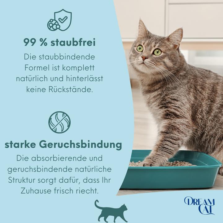 Produktbild Dream Cat Katzenstreu mit Babypuder Duft- Feine Klumpstreu aus Bentonit, 5L (Klumpend, 4.25 kg)