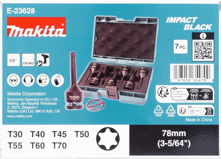 Actual product image Shots Makita Impact Black T-Schlagnuss Set 7tlg. - E