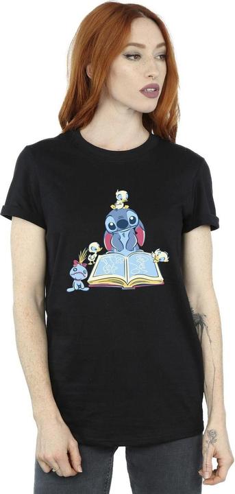 Actual product image Disney Womens/Ladies Lilo & Stitch Reading A Book Cotton Boyfriend T-Shirt (S)