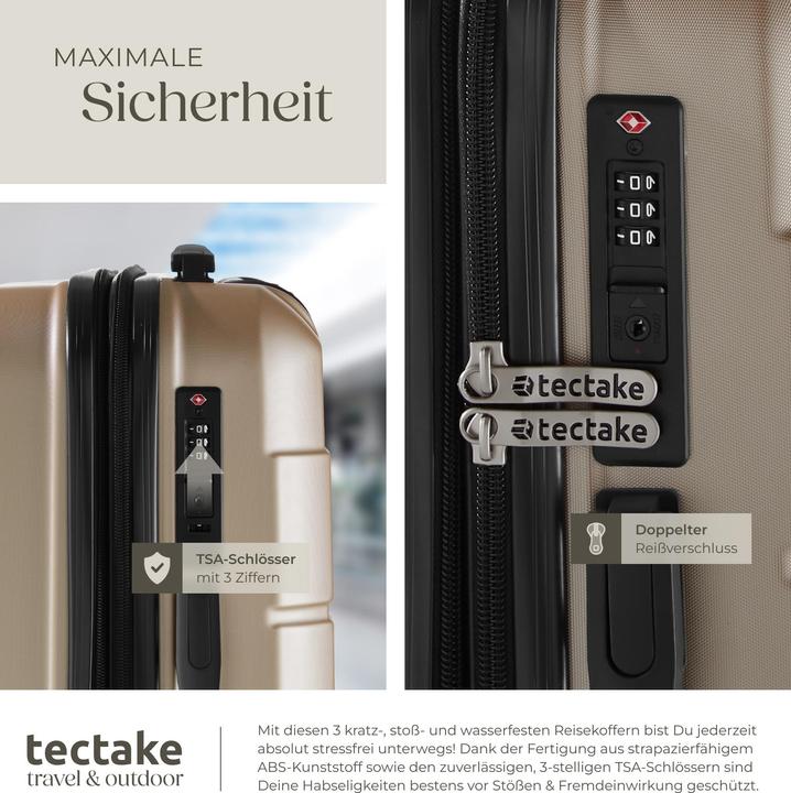 Image du produit tectake Set de valises rigides BRICE 3 pièces avec serrure à code (111 l, M (50 - 90l), L (90 - 115l), XL (à partir de 115l))