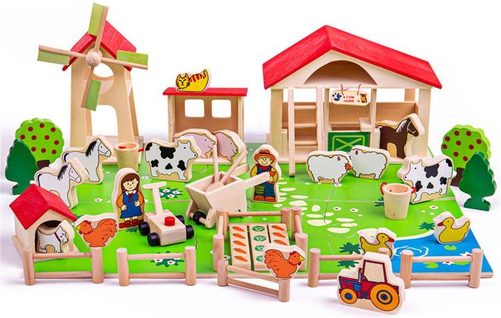 Actual product image Bigjigs Play farm made of wood with accessories, 48dlg.