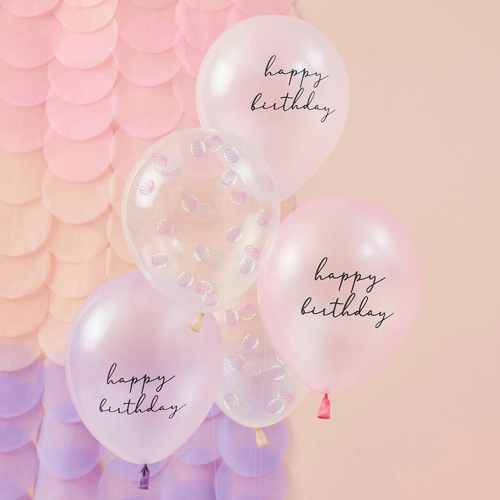 Produktbild Ginger Ray Happy Birthday Ballons - Muschel (5St.)