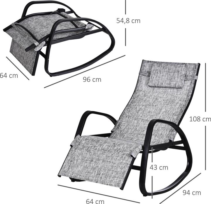 Produktbild Outsunny Schaukelstuhl mit verstellbarer Rückenlehne und Fussstütze (69 cm)