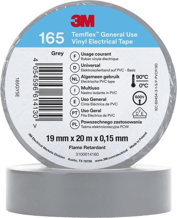 Image du produit 3M Temflex ruban isolant vinyle 165, 19 mm x 20 m (19 mm)