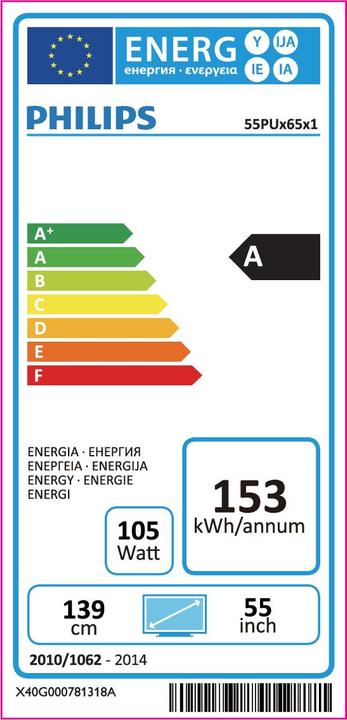 Energie-Label Philips 55pus6501/12 (55", LCD, 4K)