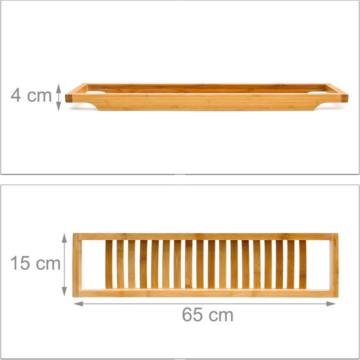 Immagine prodotto Relaxdays Ripiano vasca da bagno in bambù (65 x 15 x 4 cm)